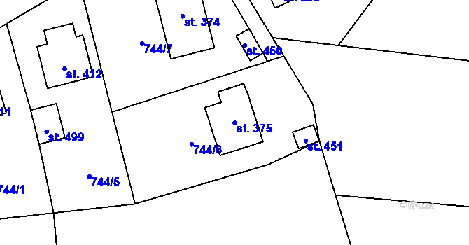 Parcela st. 375 v KÚ Rataje nad Sázavou, Katastrální mapa