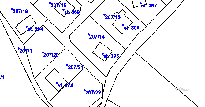 Parcela st. 395 v KÚ Rataje nad Sázavou, Katastrální mapa