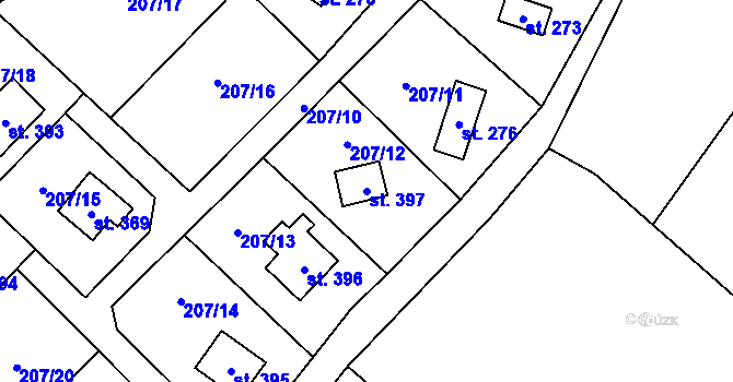 Parcela st. 397 v KÚ Rataje nad Sázavou, Katastrální mapa