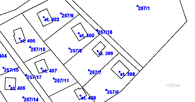 Parcela st. 399 v KÚ Rataje nad Sázavou, Katastrální mapa