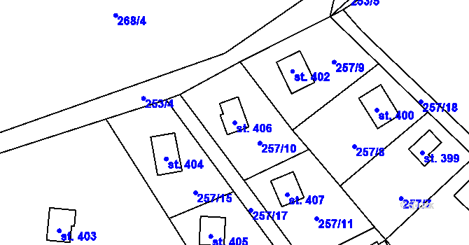 Parcela st. 406 v KÚ Rataje nad Sázavou, Katastrální mapa