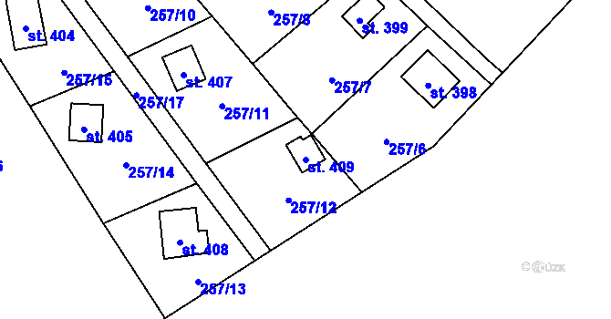 Parcela st. 409 v KÚ Rataje nad Sázavou, Katastrální mapa