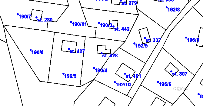 Parcela st. 428 v KÚ Rataje nad Sázavou, Katastrální mapa