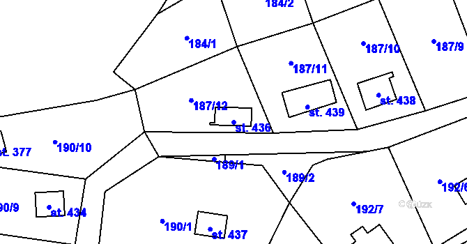 Parcela st. 436 v KÚ Rataje nad Sázavou, Katastrální mapa