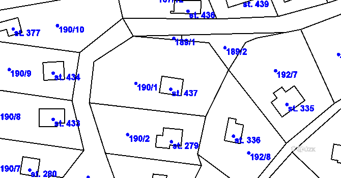 Parcela st. 437 v KÚ Rataje nad Sázavou, Katastrální mapa