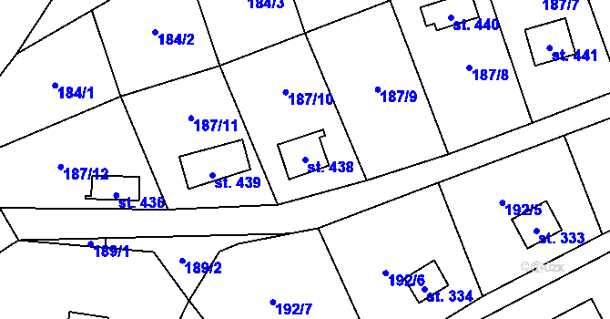 Parcela st. 438 v KÚ Rataje nad Sázavou, Katastrální mapa