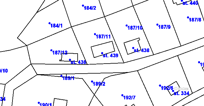 Parcela st. 439 v KÚ Rataje nad Sázavou, Katastrální mapa