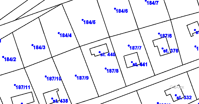 Parcela st. 440 v KÚ Rataje nad Sázavou, Katastrální mapa