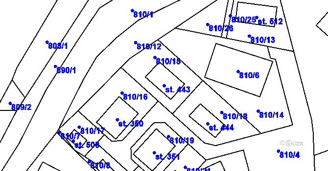 Parcela st. 443 v KÚ Rataje nad Sázavou, Katastrální mapa