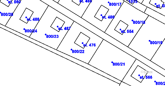 Parcela st. 476 v KÚ Rataje nad Sázavou, Katastrální mapa