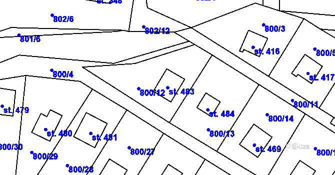 Parcela st. 483 v KÚ Rataje nad Sázavou, Katastrální mapa