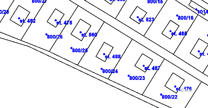 Parcela st. 488 v KÚ Rataje nad Sázavou, Katastrální mapa