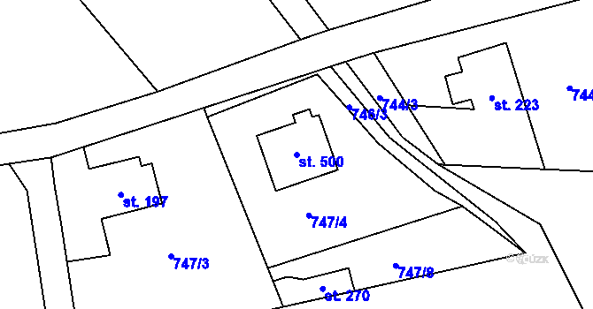 Parcela st. 500 v KÚ Rataje nad Sázavou, Katastrální mapa