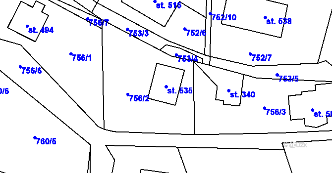 Parcela st. 535 v KÚ Rataje nad Sázavou, Katastrální mapa