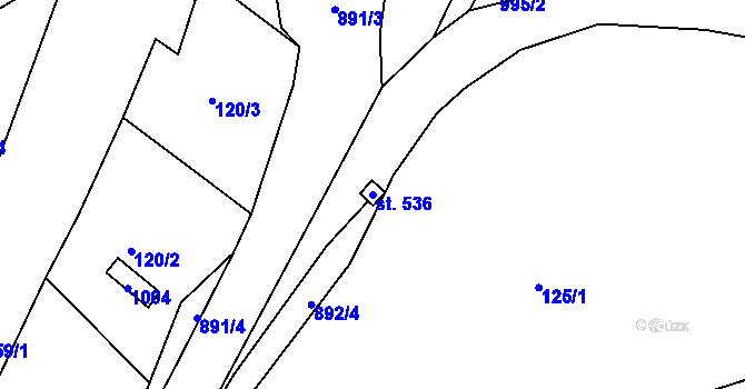 Parcela st. 536 v KÚ Rataje nad Sázavou, Katastrální mapa