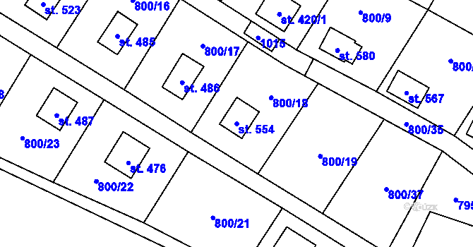 Parcela st. 554 v KÚ Rataje nad Sázavou, Katastrální mapa