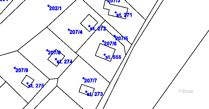 Parcela st. 555 v KÚ Rataje nad Sázavou, Katastrální mapa