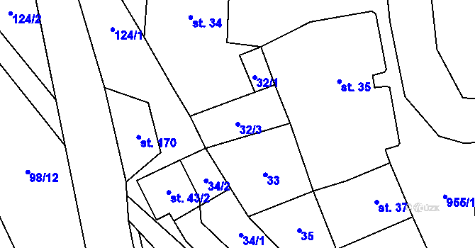 Parcela st. 32/3 v KÚ Rataje nad Sázavou, Katastrální mapa