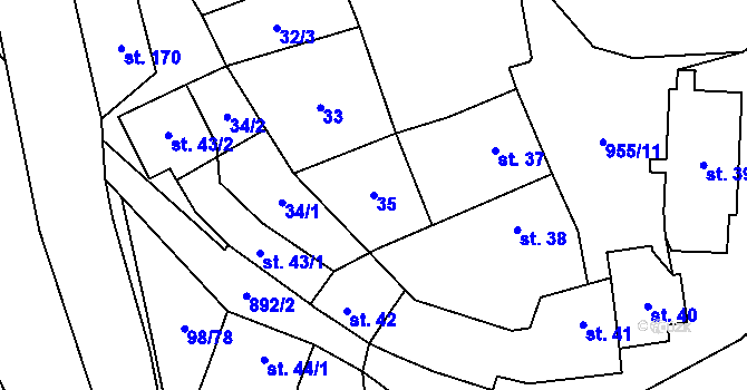 Parcela st. 35 v KÚ Rataje nad Sázavou, Katastrální mapa