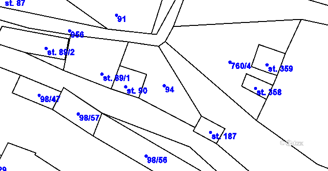 Parcela st. 94 v KÚ Rataje nad Sázavou, Katastrální mapa