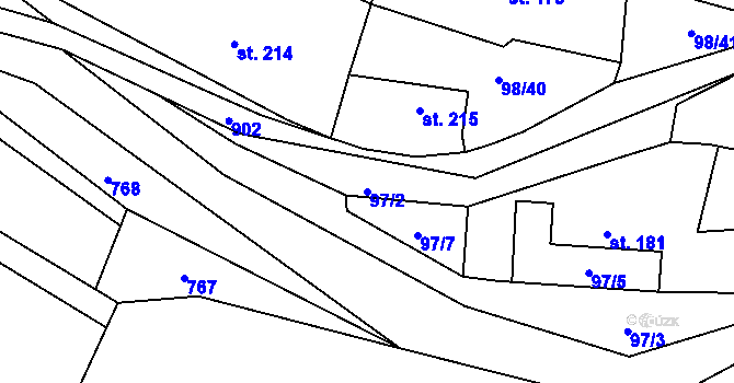 Parcela st. 97/2 v KÚ Rataje nad Sázavou, Katastrální mapa