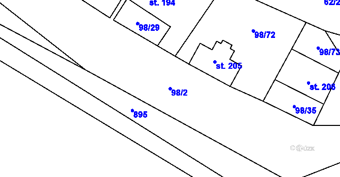 Parcela st. 98/2 v KÚ Rataje nad Sázavou, Katastrální mapa
