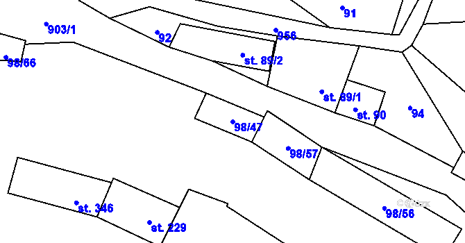 Parcela st. 98/47 v KÚ Rataje nad Sázavou, Katastrální mapa