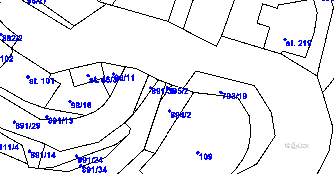 Parcela st. 105/2 v KÚ Rataje nad Sázavou, Katastrální mapa
