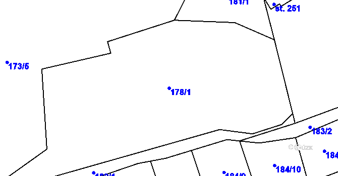 Parcela st. 178/1 v KÚ Rataje nad Sázavou, Katastrální mapa