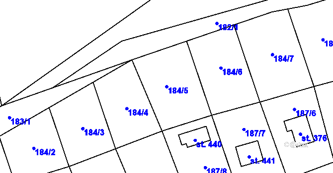 Parcela st. 184/5 v KÚ Rataje nad Sázavou, Katastrální mapa