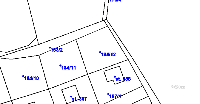 Parcela st. 184/12 v KÚ Rataje nad Sázavou, Katastrální mapa