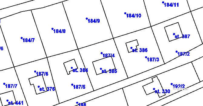 Parcela st. 187/4 v KÚ Rataje nad Sázavou, Katastrální mapa