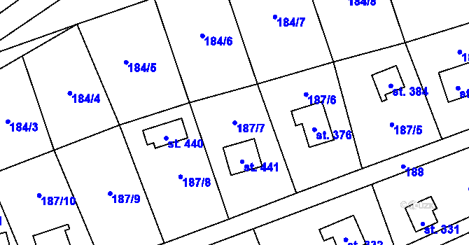 Parcela st. 187/7 v KÚ Rataje nad Sázavou, Katastrální mapa
