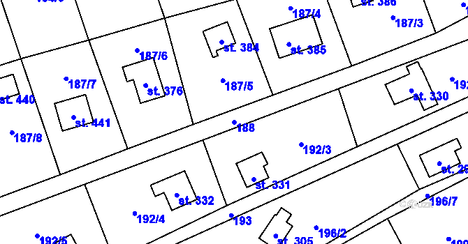Parcela st. 188 v KÚ Rataje nad Sázavou, Katastrální mapa