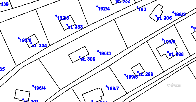 Parcela st. 196/3 v KÚ Rataje nad Sázavou, Katastrální mapa