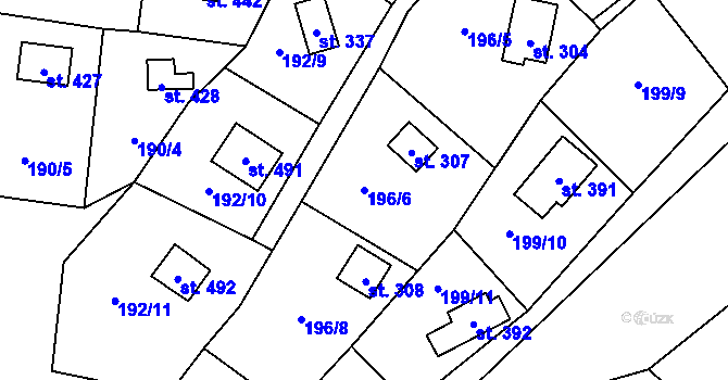 Parcela st. 196/6 v KÚ Rataje nad Sázavou, Katastrální mapa