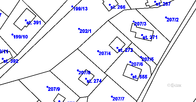 Parcela st. 207/4 v KÚ Rataje nad Sázavou, Katastrální mapa