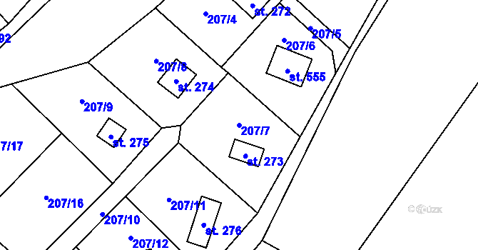 Parcela st. 207/7 v KÚ Rataje nad Sázavou, Katastrální mapa