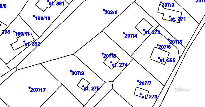 Parcela st. 207/8 v KÚ Rataje nad Sázavou, Katastrální mapa