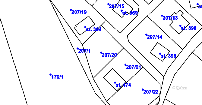 Parcela st. 207/20 v KÚ Rataje nad Sázavou, Katastrální mapa