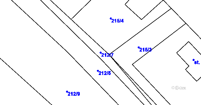 Parcela st. 212/7 v KÚ Rataje nad Sázavou, Katastrální mapa