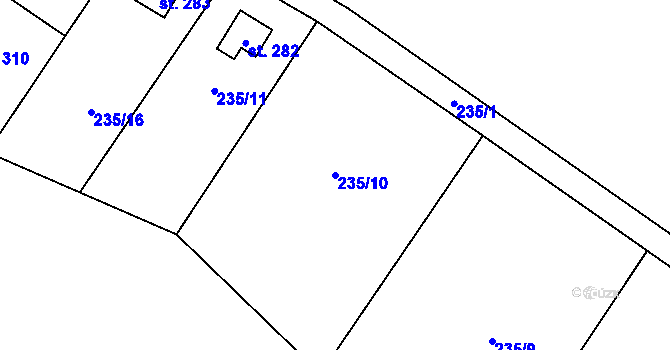 Parcela st. 235/10 v KÚ Rataje nad Sázavou, Katastrální mapa