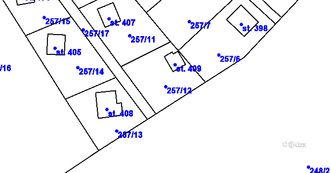 Parcela st. 257/12 v KÚ Rataje nad Sázavou, Katastrální mapa