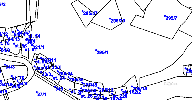 Parcela st. 295/1 v KÚ Rataje nad Sázavou, Katastrální mapa