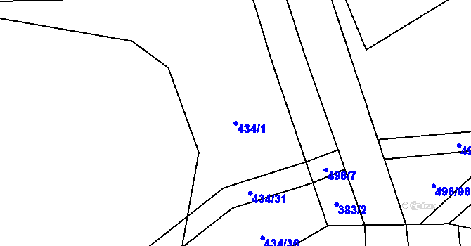 Parcela st. 434/1 v KÚ Rataje nad Sázavou, Katastrální mapa