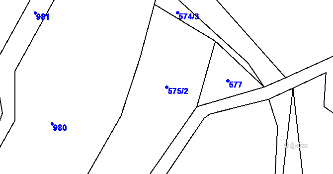 Parcela st. 575/2 v KÚ Rataje nad Sázavou, Katastrální mapa