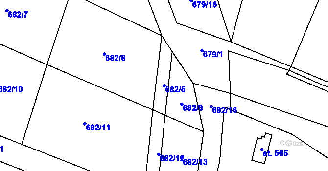 Parcela st. 682/5 v KÚ Rataje nad Sázavou, Katastrální mapa