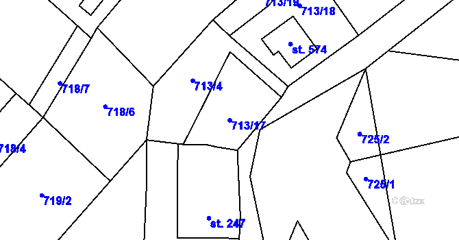 Parcela st. 713/17 v KÚ Rataje nad Sázavou, Katastrální mapa