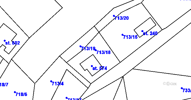 Parcela st. 713/18 v KÚ Rataje nad Sázavou, Katastrální mapa