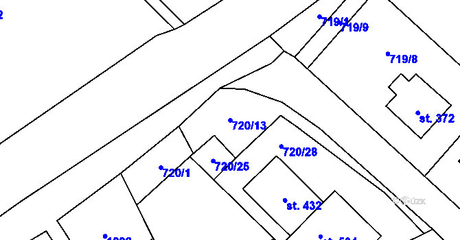 Parcela st. 720/13 v KÚ Rataje nad Sázavou, Katastrální mapa